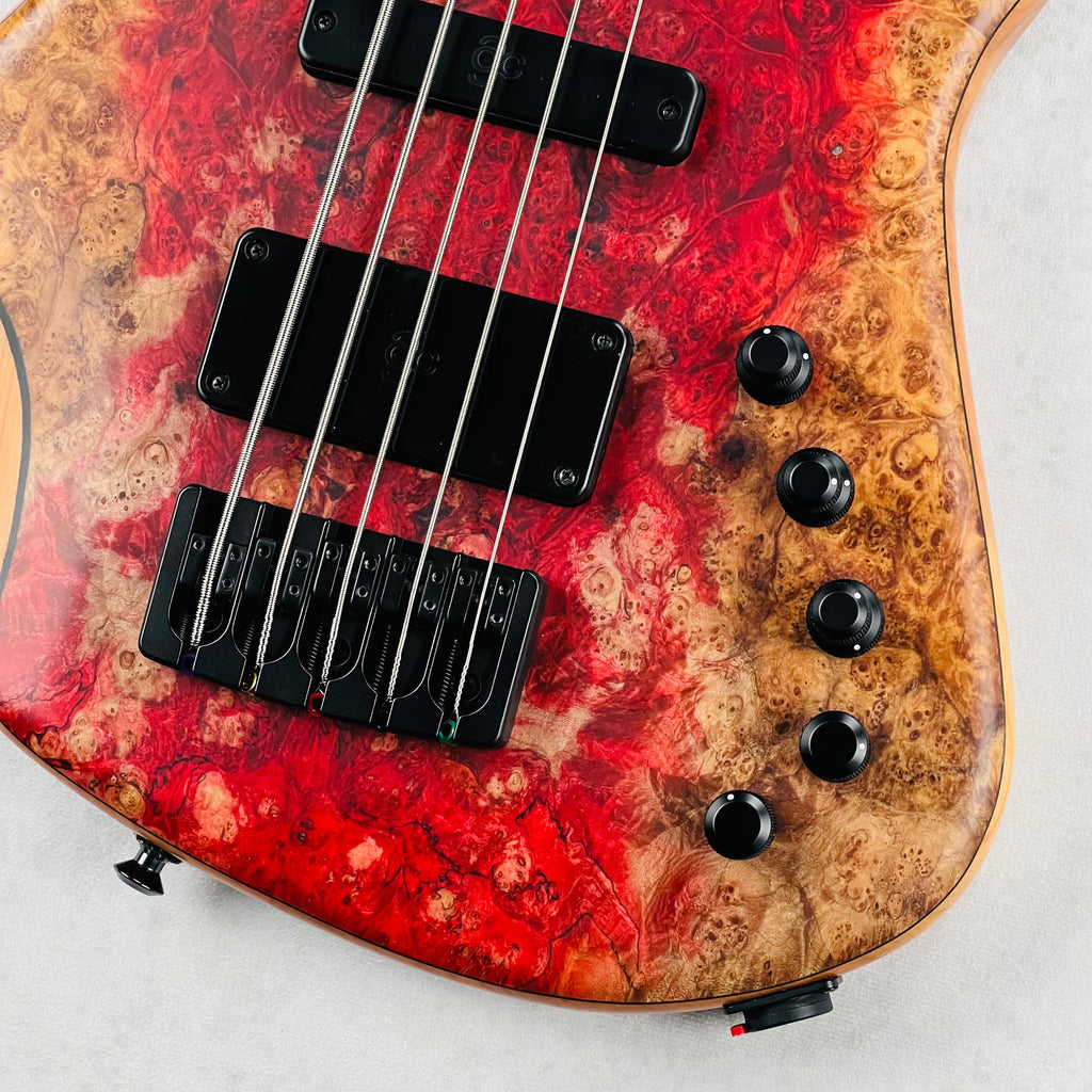 AC Guitars RetroB 5/34 ART Maple Burl NAMM 2025 5-String Bass - Satin Natural - 5
