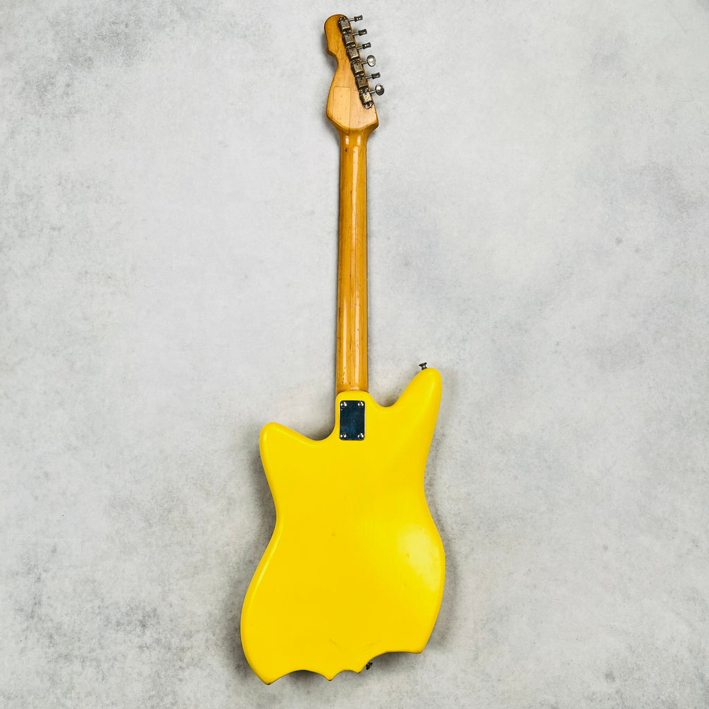 Vintage Batwing Electric Guitar Unbranded Made In Japan 1960s - Yellow - 10