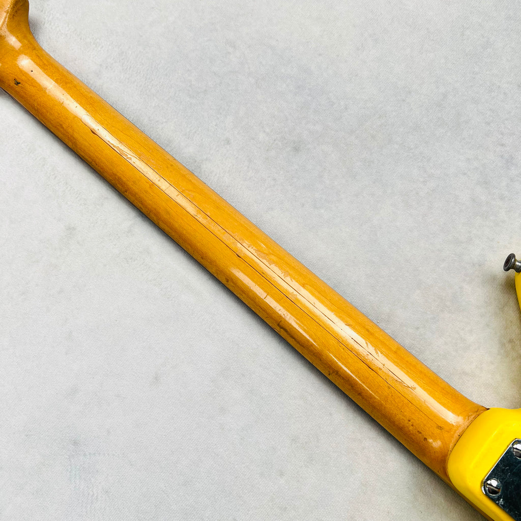 Vintage Batwing Electric Guitar Unbranded Made In Japan 1960s - Yellow - 13