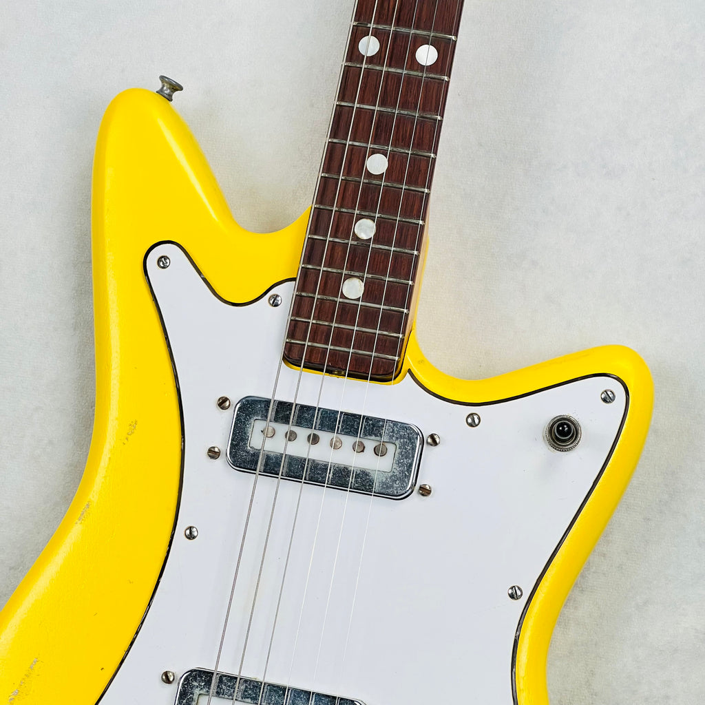 Vintage Batwing Electric Guitar Unbranded Made In Japan 1960s - Yellow - 3