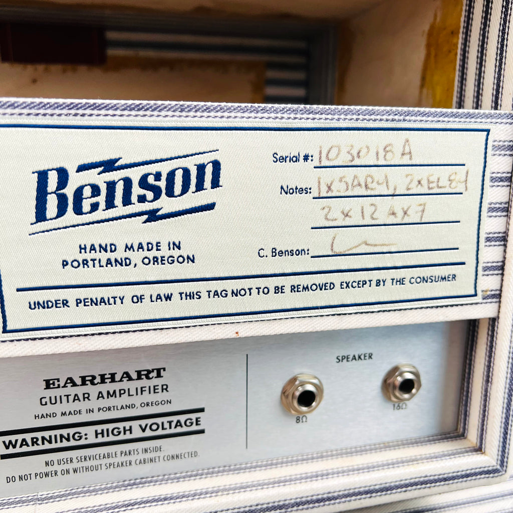 Benson Earhart Head & 1x12" Cabinet Guitar Amplifier Stack 2018 - Stripes & Oxblood - 13