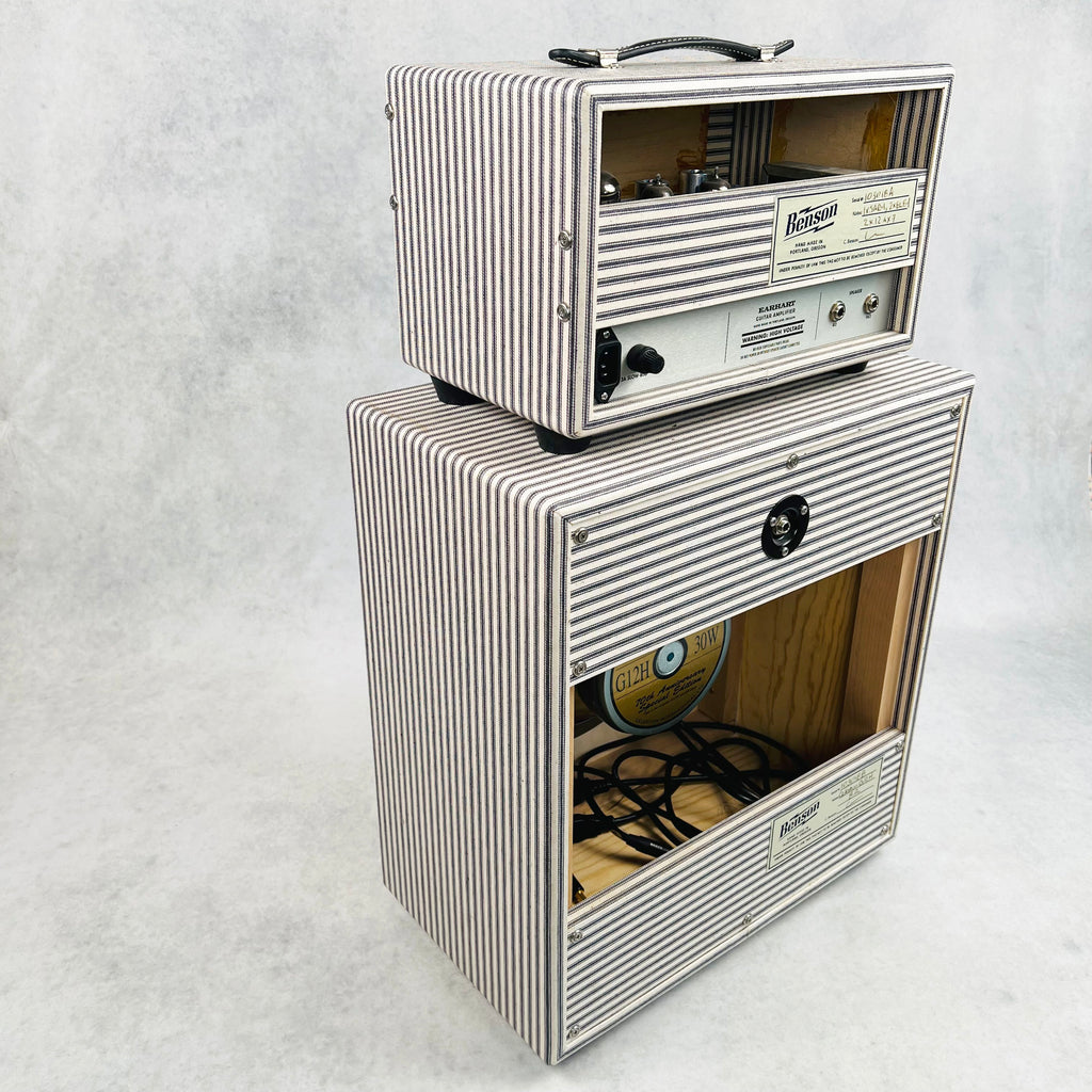 Benson Earhart Head & 1x12" Cabinet Guitar Amplifier Stack 2018 - Stripes & Oxblood - 8