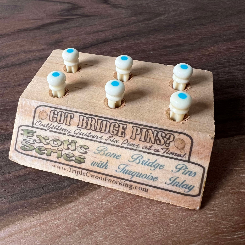 Got Bridge Pins? Bone Bridge Pins with Turquoise Inlay - 1