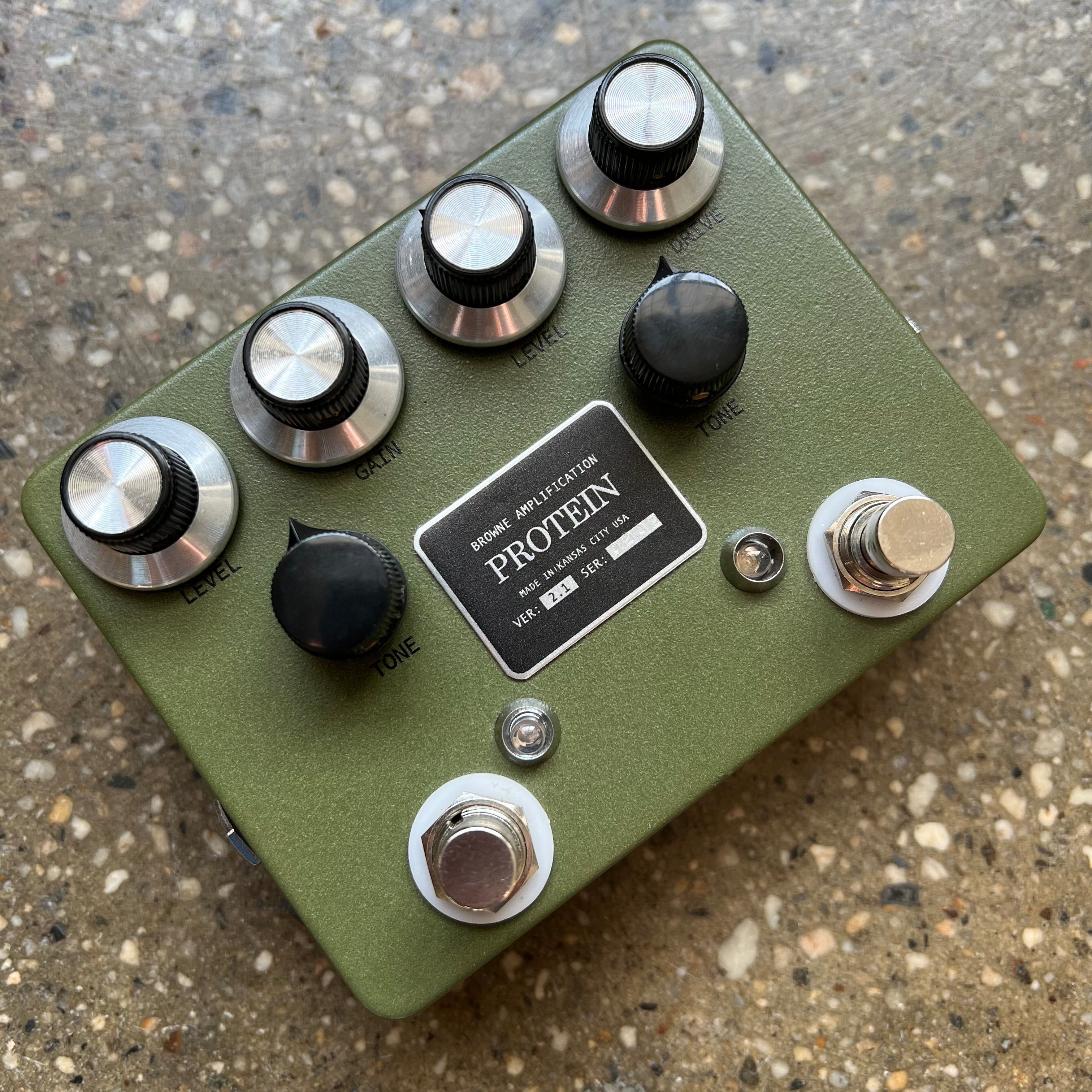 browne amplification protein pedal Browne Amplification Protein Version 2.1 Dual Overdrive Pedal - Green