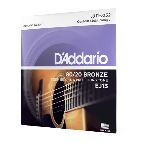 D’Addario EJ13 11-52 Custom Light 80/20 Bronze Acoustic Guitar Strings - 3