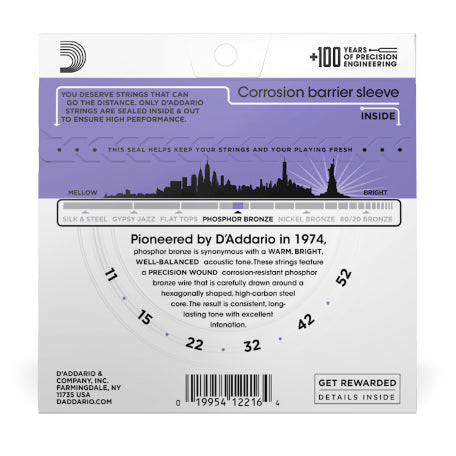 D’Addario EJ26 11-52 Custom Light Phosphor Bronze Acoustic Guitar Strings - 2