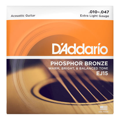 D'Addario EJ15 10-47 Extra Light Phosphor Bronze Acoustic Guitar Strings - 1