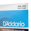 D'Addario EJ16 Phosphor Bronze Light Gauge 12-53 Acoustic Guitar Strings - 3