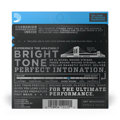 D'Addario EXL110+ 10.5-48 Regular Light Plus XL Nickel Electric Guitar Strings - 3