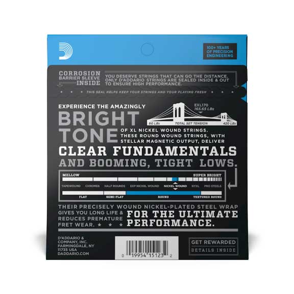 D'Addario EXL170 45-100 Regular Light Long Scale XL Nickel Bass Strings - 2