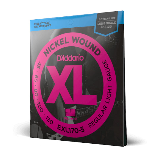 D'Addario EXL170-5 45-130 Regular Light 5-String Long Scale XL Nickel Bass Strings - 2
