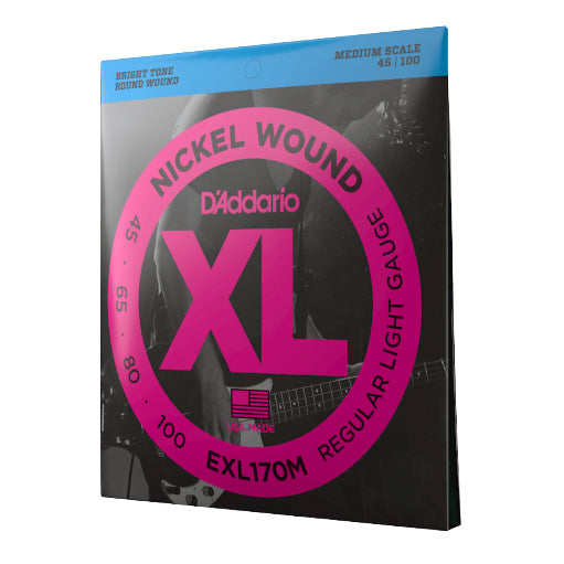 D'Addario EXL170M Nickel Wound Medium Scale 45-100 Bass Guitar Strings - 3