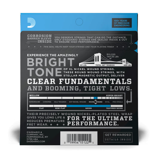 D'Addario EXL220 40-95 Super Light Long Scale XL Nickel Bass Strings - 3