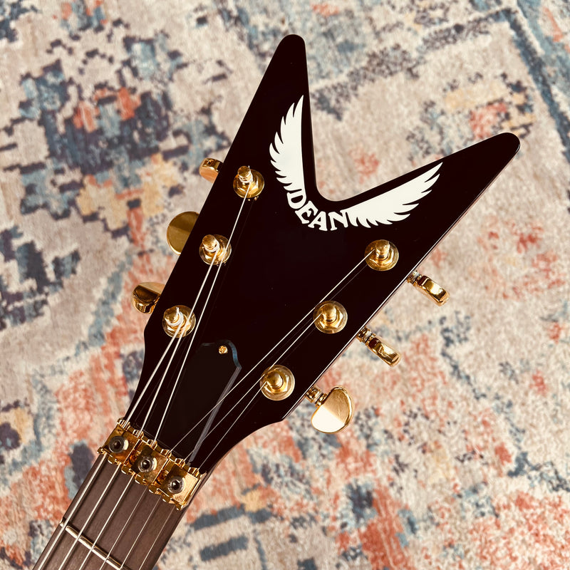 Dean USA Custom Shop ML Mahogany Floyd Rose Gold Hardware - Trans Brazilia - Series 2 V Headstock