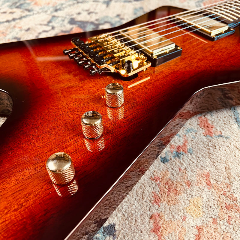 Dean USA Custom Shop ML Mahogany Floyd Rose Gold Hardware - Trans Brazilia - Controls