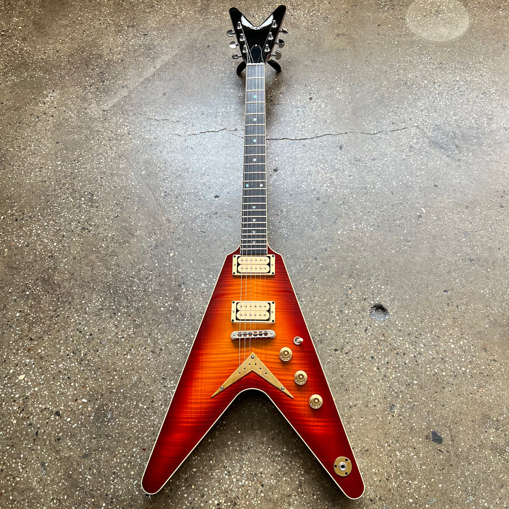 Dean USA Patents Pending V Flame Top 2024 - Trans Cherry Sunburst - 2