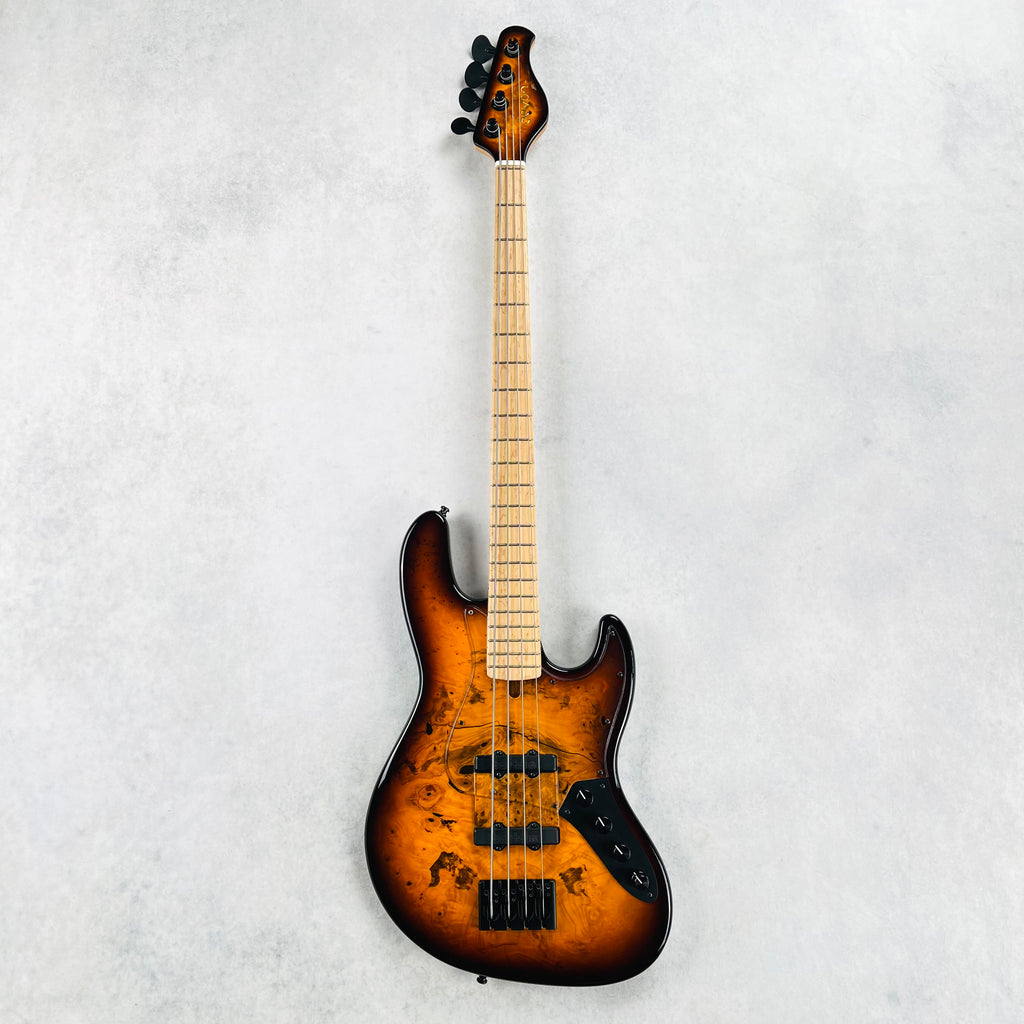 Devon J4 Classic 22 Burl Top 4-String Bass Guitar 2024 - Sunburst - 2