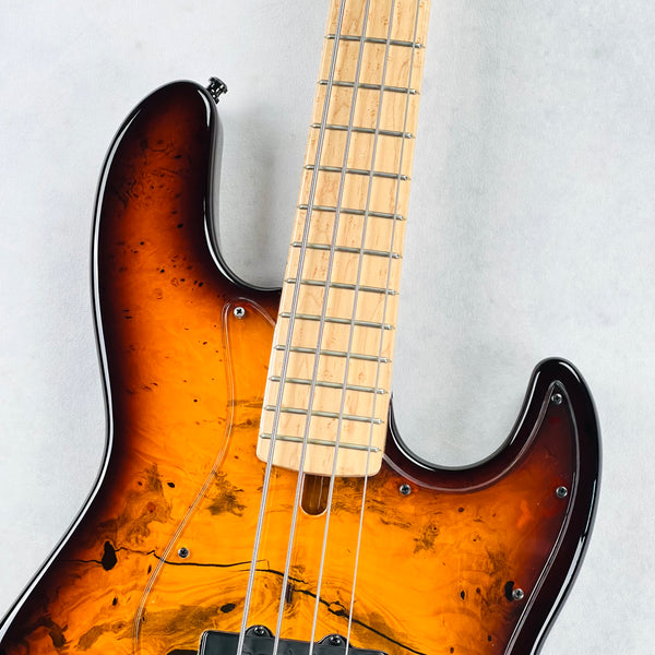 Devon J4 Classic 22 Burl Top 4-String Bass Guitar 2024 - Sunburst - 3