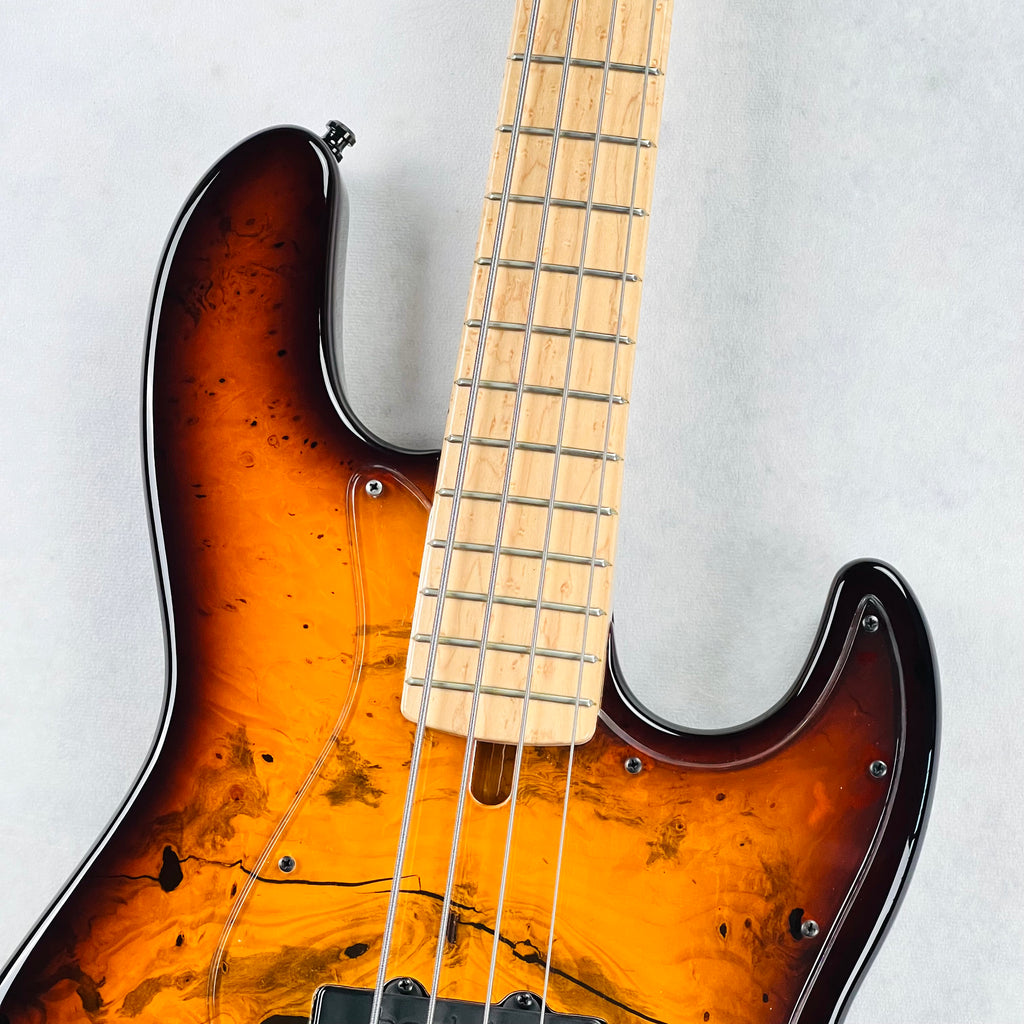 Devon J4 Classic 22 Burl Top 4-String Bass Guitar 2024 - Sunburst - 3