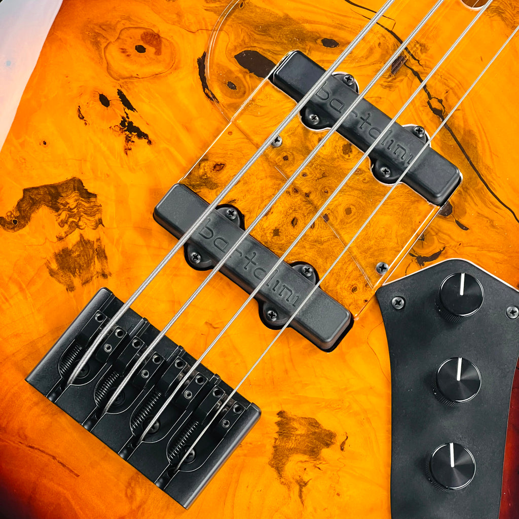 Devon J4 Classic 22 Burl Top 4-String Bass Guitar 2024 - Sunburst - 7