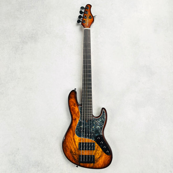 Devon J5 Classic 22 Spalted Top 5-String Bass 2025 - Sunburst - 2