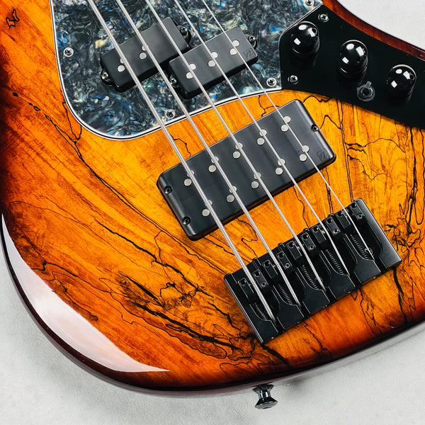 Devon J5 Classic 22 Spalted Top 5-String Bass 2025 - Sunburst - 4
