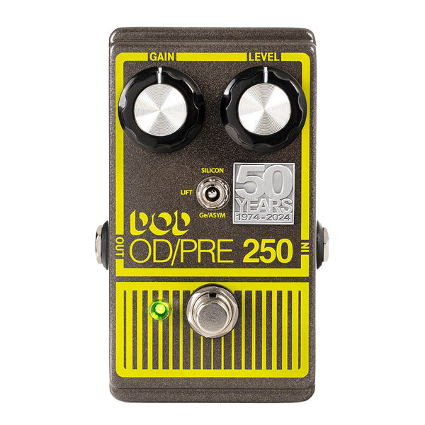 DOD Overdrive Preamp 250 50th Anniversary Edition Guitar Effects Pedal - Grey & Yellow - 1
