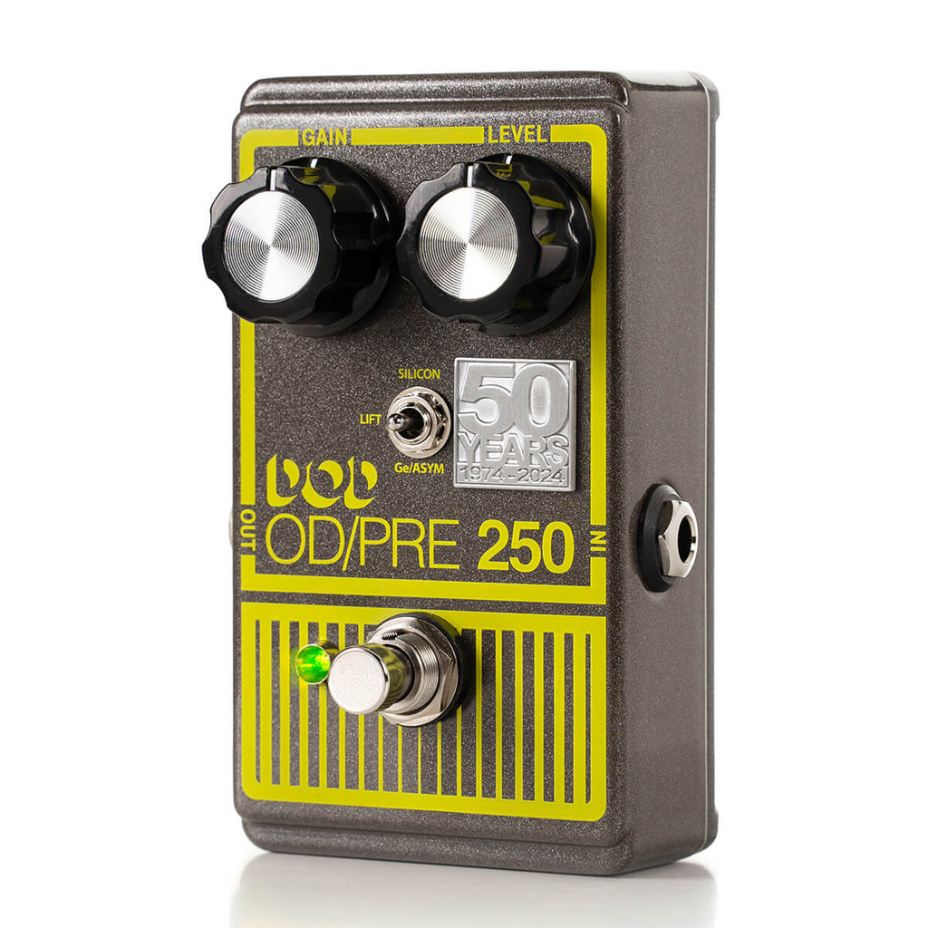 DOD Overdrive Preamp 250 50th Anniversary Edition Guitar Effects Pedal - Grey & Yellow - 2