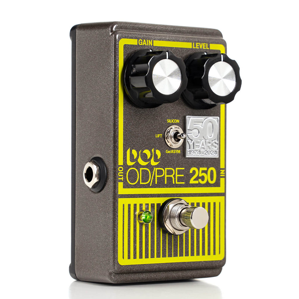 DOD Overdrive Preamp 250 50th Anniversary Edition Guitar Effects Pedal - Grey & Yellow - 3