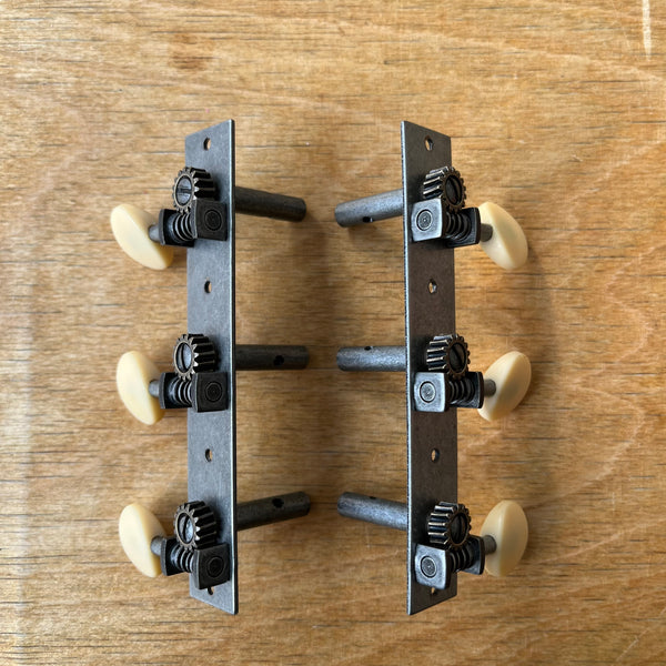 Golden Age Restoration Tuners for Slotted Peghead Guitar Square-end Cream Knobs - Relic Nickel