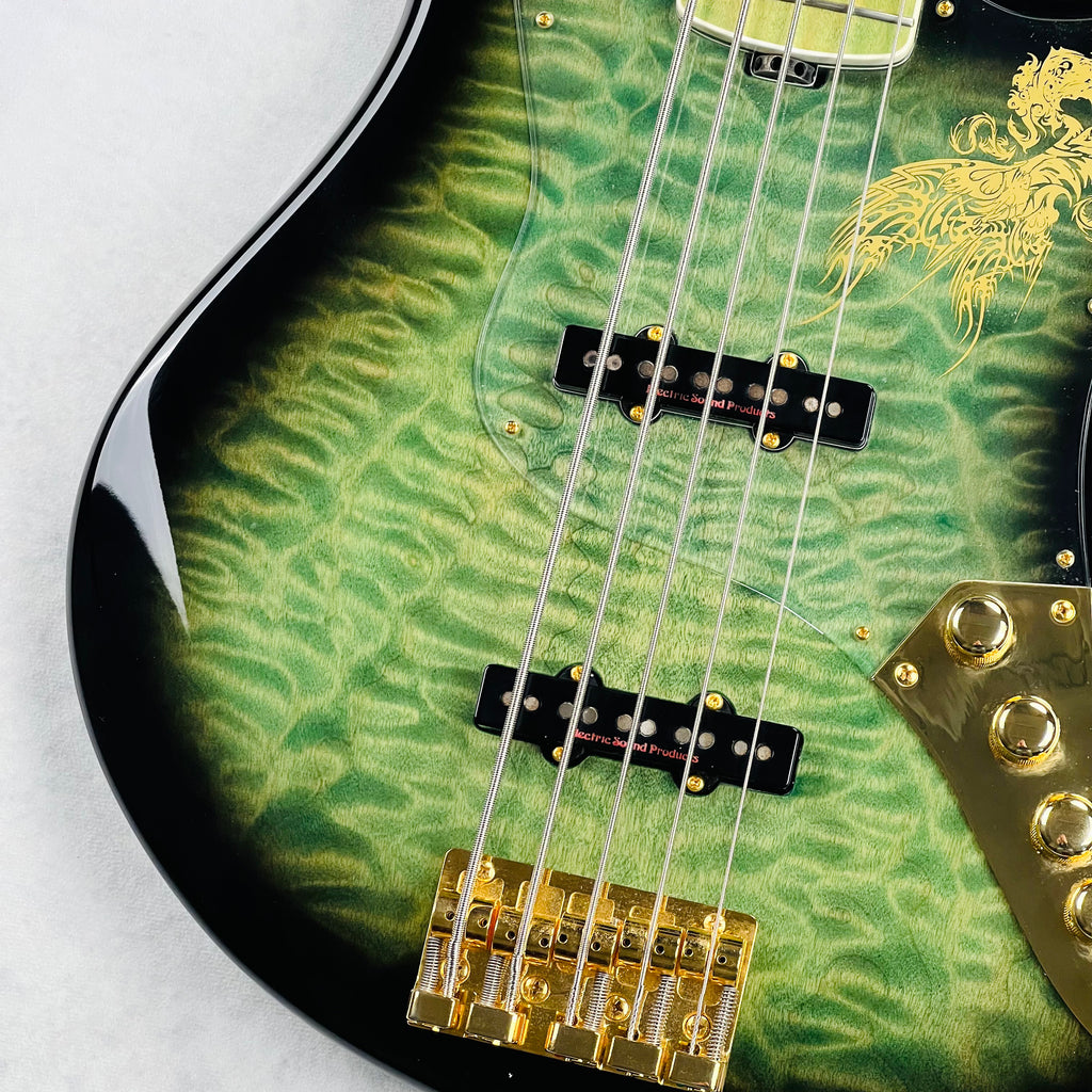 ESP TRICKSY D'espairsRay Signature ZERO Model Bass 2009 - Black & Green Sunburst - 5