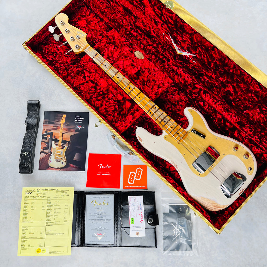 Fender Custom Shop 1958 P-Jazz Bass Heavy Relic 2023 - Aged White Blonde - 19