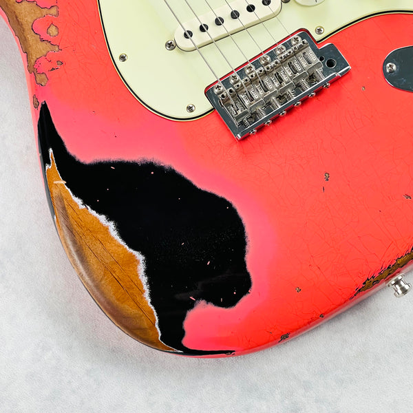 Fender Custom Shop GT11 Stratocaster Heavy Relic Sweetwater Exclusive 2022 - Fiesta Red Over Black - 4
