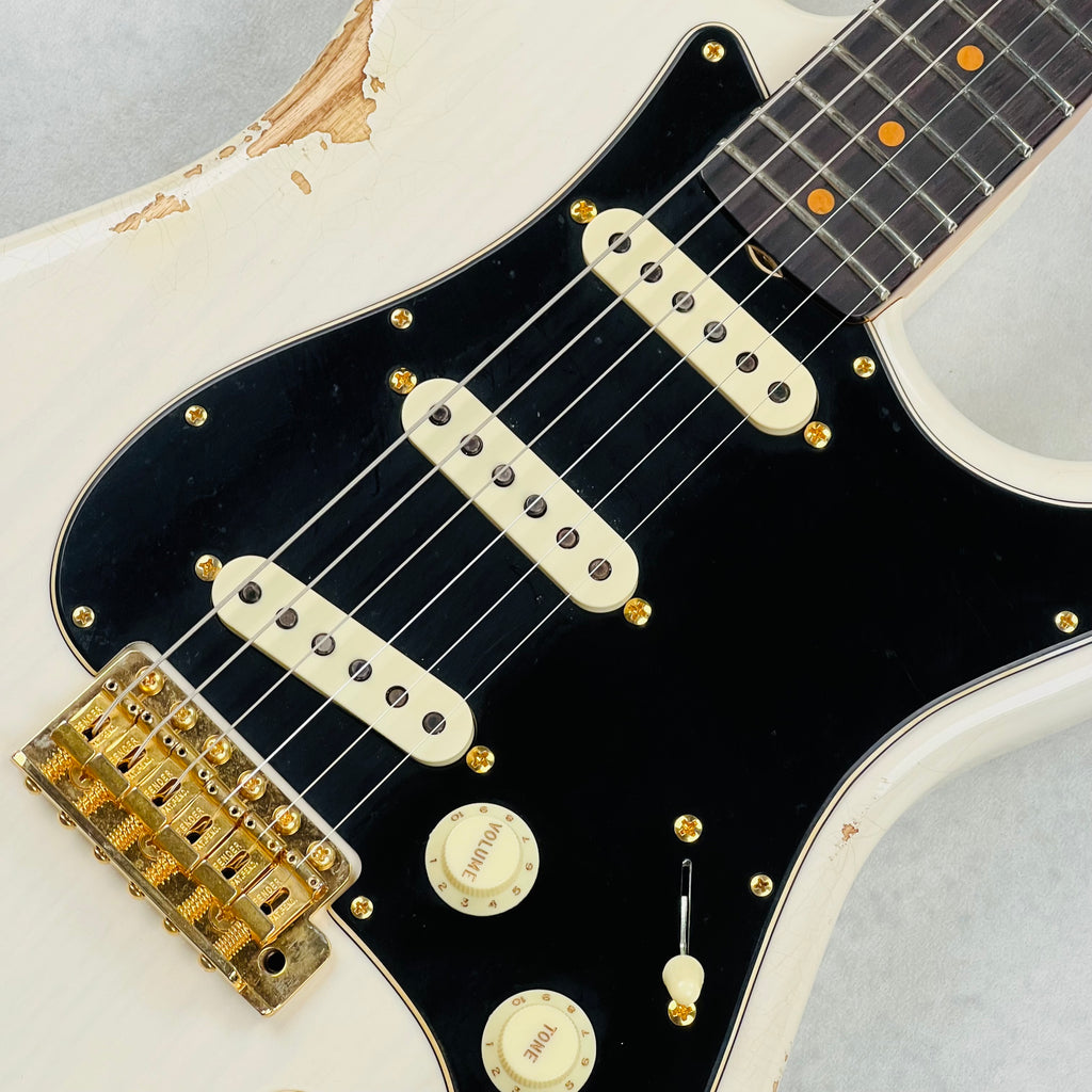 Fender Custom Shop Limited 1962 Stratocaster Relic Reverse Gold Hardware 2024 - Aged White Blonde - 7