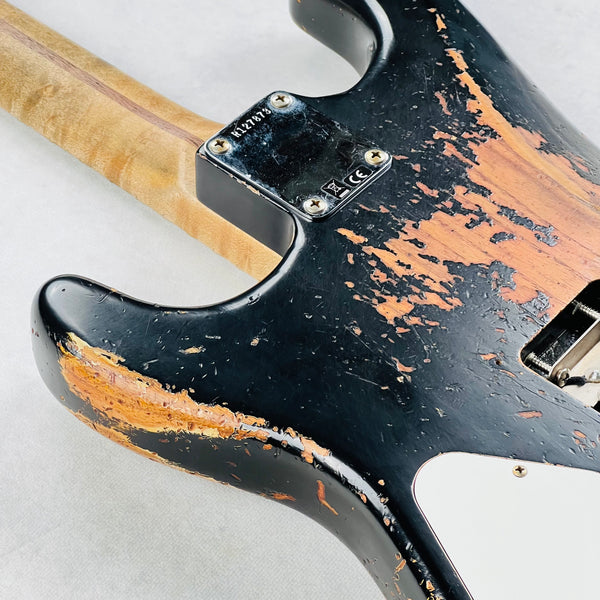 Fender Custom Shop ZF Stratocaster 1H Floyd Rose Heavy Relic 2023 - Black over Yellow - 17