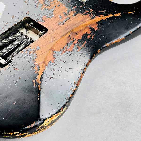Fender Custom Shop ZF Stratocaster 1H Floyd Rose Heavy Relic 2023 - Black over Yellow - 18