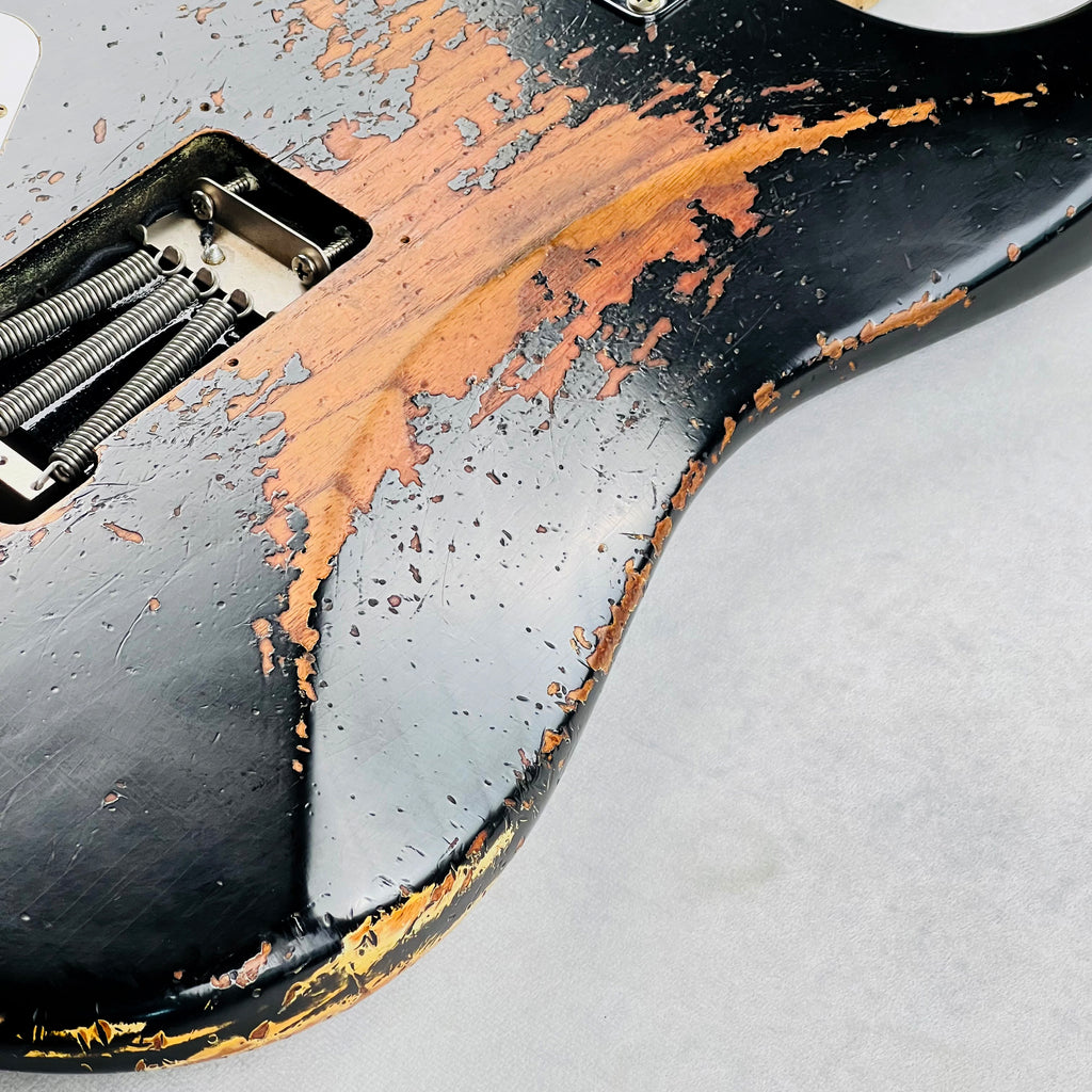 Fender Custom Shop ZF Stratocaster 1H Floyd Rose Heavy Relic 2023 - Black over Yellow - 18