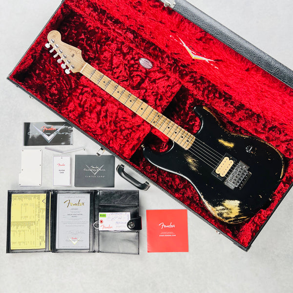 Fender Custom Shop ZF Stratocaster 1H Floyd Rose Heavy Relic 2023 - Black over Yellow - 20