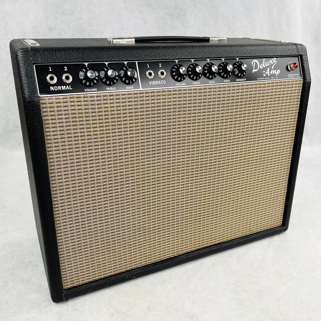 1964 Fender Deluxe 1x12" Vintage Guitar Combo Amplifier 20 Watts - Black Panel Non-Reverb - 1