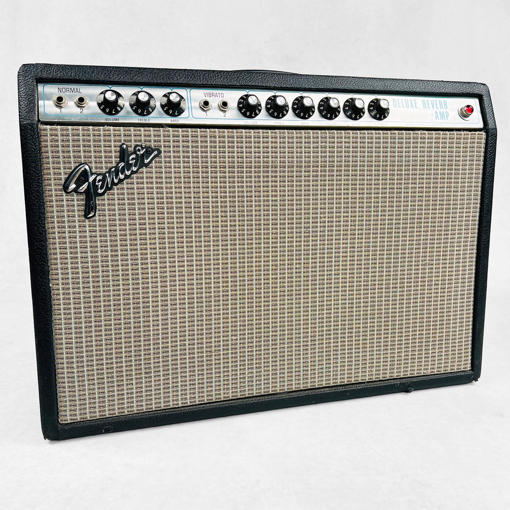 Fender Deluxe Reverb Silver Panel 1x12" Combo Amplifier 1976 - Black - 1