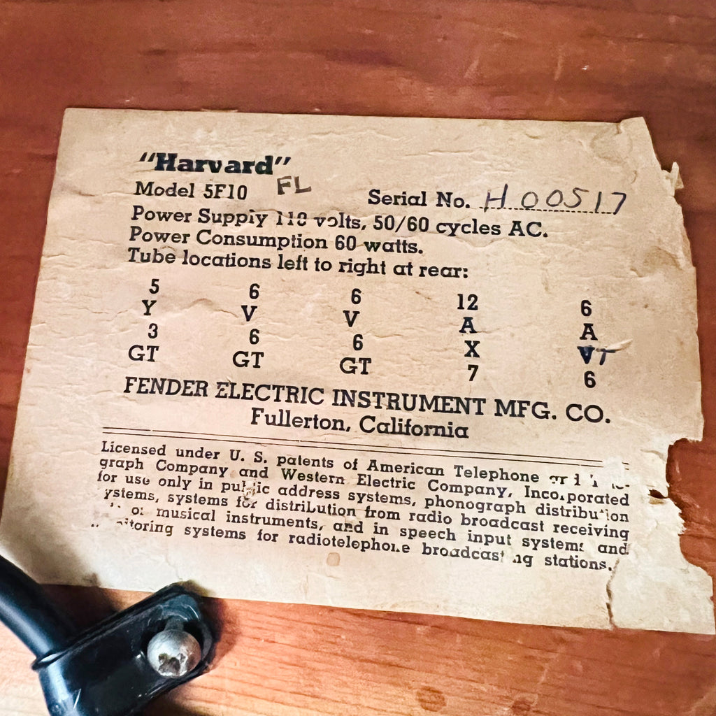 Fender Harvard 5F10 1x10" Combo Amplifier 1956 - Tweed - 10