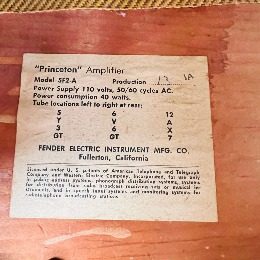 Fender Princeton 5F2-A Narrow Panel 1x8" Combo Amplifier 1959 - Tweed - 11