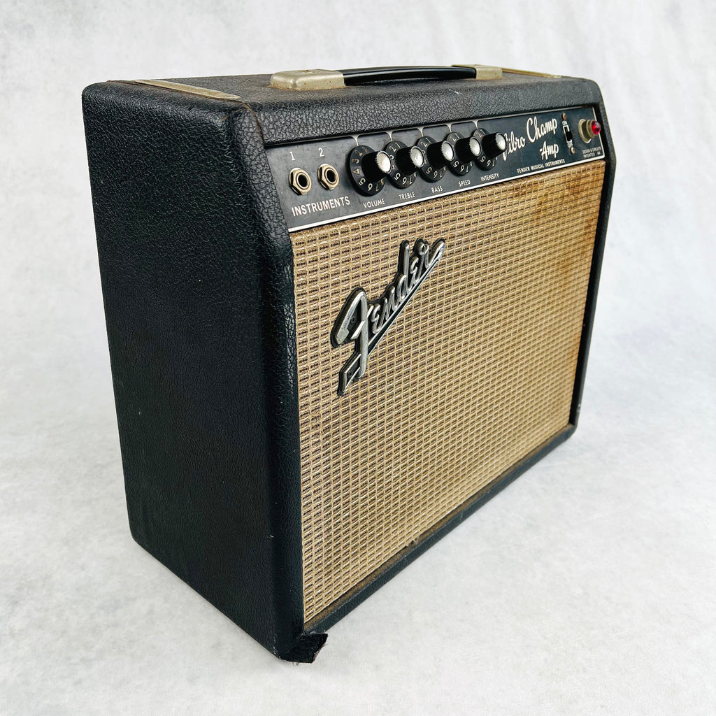 Vintage Fender Vibro Champ 1x8" Combo Amp 1966 - Black - 10