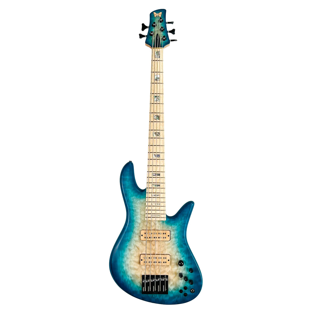 Fodera Emperor Elite Quilt Top 5-String Bass - Bora Blueburst - 2