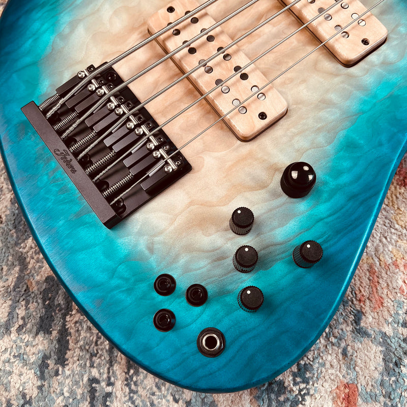 Fodera Emperor Elite Quilt Top 5-String Bass - Bora Blueburst - Active Electronics