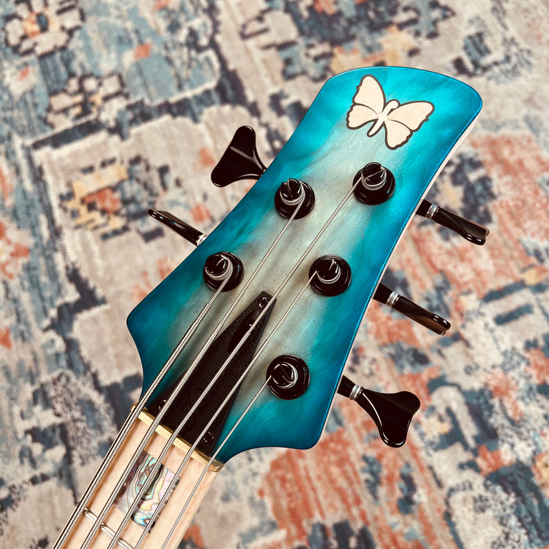 Fodera Emperor Elite Quilt Top 5-String Bass - Bora Blueburst - Headtock