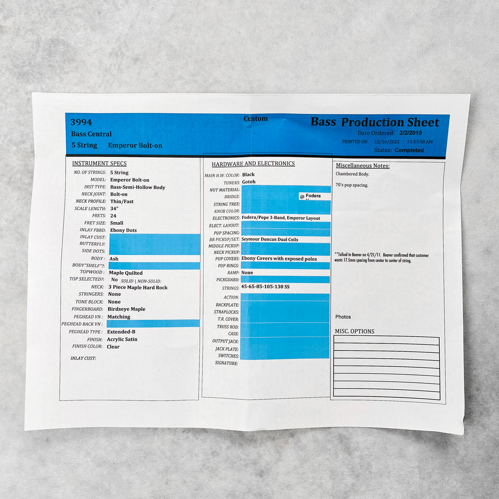 Fodera Emperor Quilt Maple Bolt On 5-String 2011 - Natural - 22