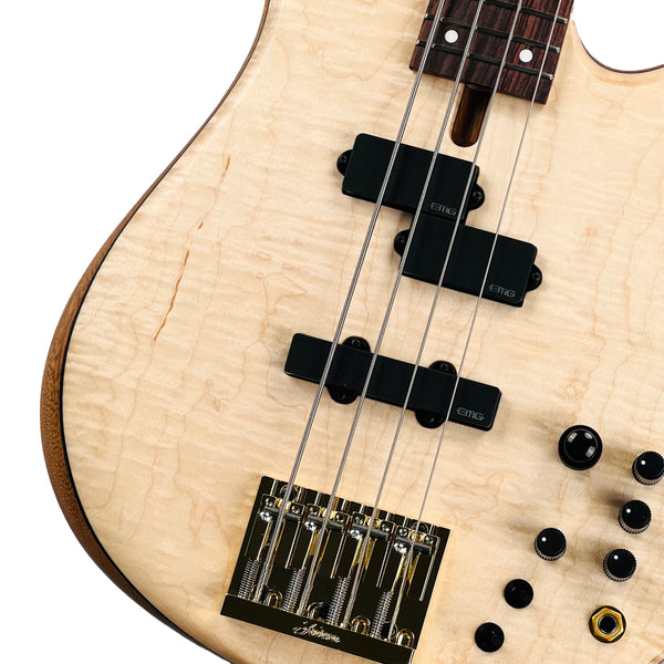 Fodera Victor Wooten '83 4-String Electric Bass Guitar Flame Top Natural - 4