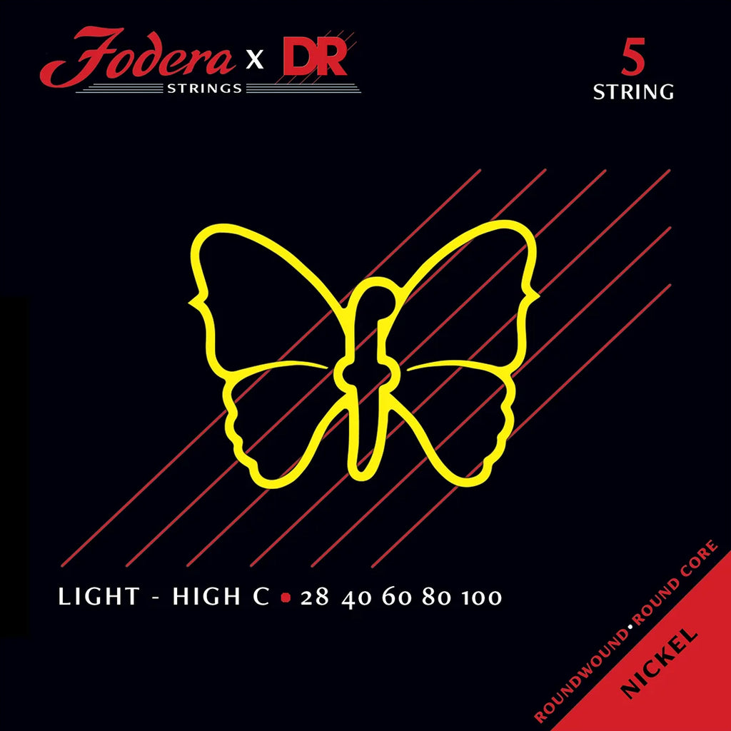 Fodera x DR 28100 5-String Nickel Light High C 28-100 Bass Guitar Strings