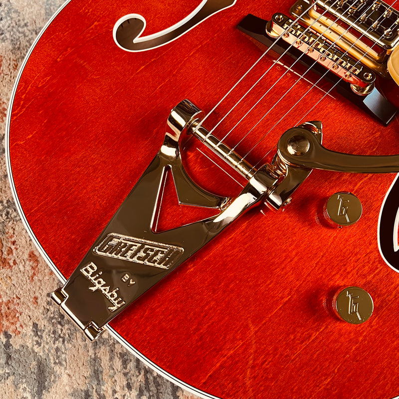 Gretsch Nashville Hollow Body with String-Thru Bigsby and Gold Hardware - Orange Stain - Lifestyle Bigsby